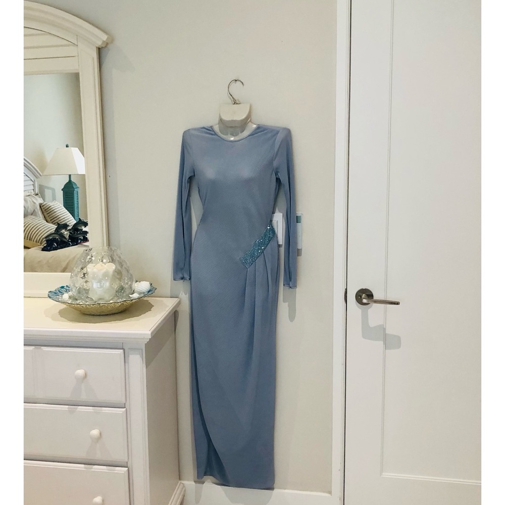 Giorgio Armani Light Blue Long Sleeve Maxi Dress. Size 36 - Picture 7 of 14
